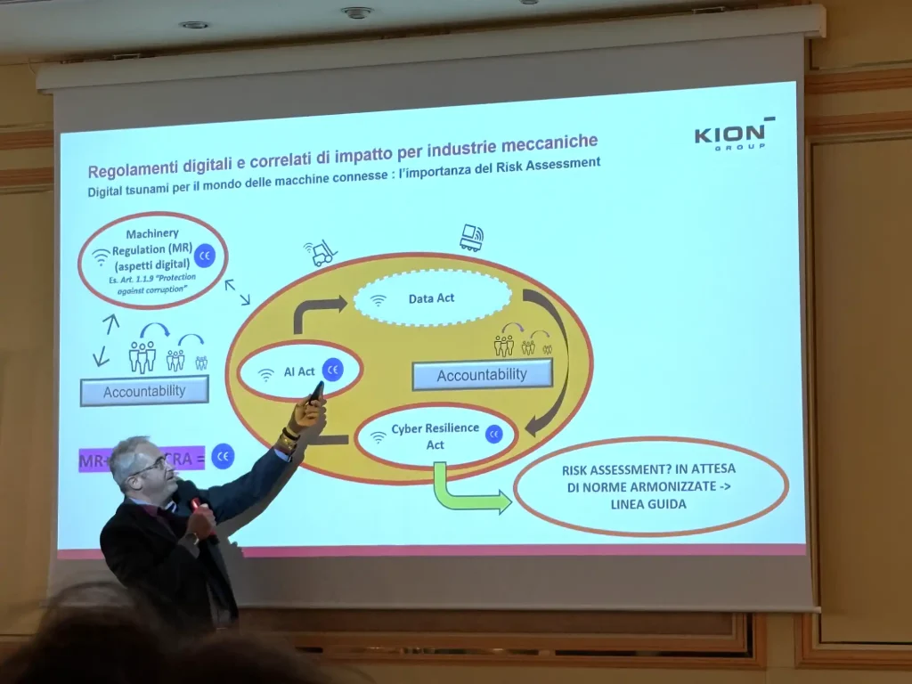 Federico Lucarelli (KION Group) parla del Cyber Resilience Act durante l'Assemblea AISEM